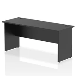 Impulse 1600x600mm Straight Office Desk Black Top Panel End Leg
