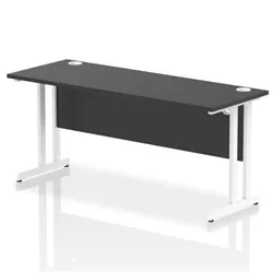 Impulse 1600x600mm Straight Office Desk Black Top White Cantilever Leg