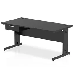 Impulse 1600x800 Desk Black/Black Cable Managed Leg 1 Dr Fixed Ped
