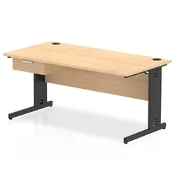 Impulse 1600x800 Desk Maple/Black Cable Managed Leg 1 Dr Fixed Ped