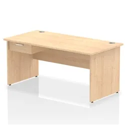 Impulse 1600x800 Desk Maple Top Panel End 1x1 Drawer Fixed Ped