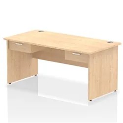 Impulse 1600x800 Desk Maple Top Panel End 2x1 Drawer Fixed Ped