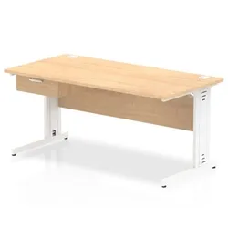 Impulse 1600x800 Desk Maple/White Cable Managed Leg 1 Dr Fixed Ped