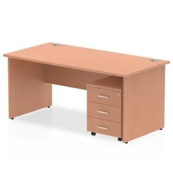 Impulse 1600x800mm Desk Beech Top Panel Leg + Mobile Ped