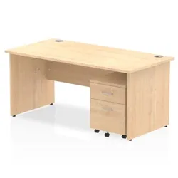 Impulse 1600x800mm Desk Maple Top Panel Leg+ Mobile Ped