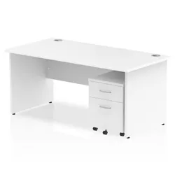 Impulse 1600x800mm Desk White Top Panel Leg+ Mobile Ped