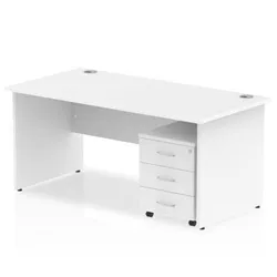 Impulse 1600x800mm Desk White Top Panel Leg + Mobile Ped