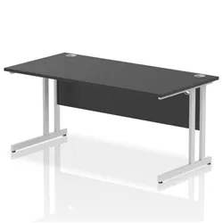 Impulse 1600x800mm Straight Desk Black Top Silver Cantilever Leg