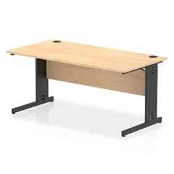 Impulse 1600x800mm Straight Desk Maple Top Black Cable Managed Leg