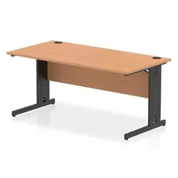 Impulse 1600x800mm Straight Desk Oak Top Black Cable Managed Leg