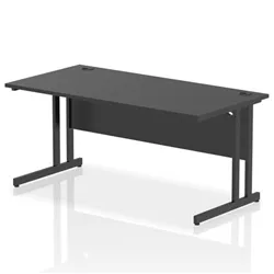 Impulse 1600x800mm Straight Office Desk Black Top Black Cantilever Leg