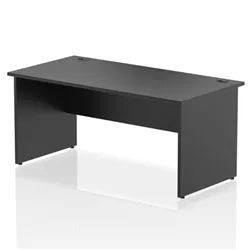 Impulse 1600x800mm Straight Office Desk Black Top Panel End Leg