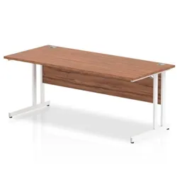 Impulse 1800/800 Rectangle White Cantilever Leg Desk Walnut - MI001908