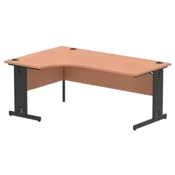 Impulse 1800 LH Crescent Desk Beech/Black Cable Managed Leg