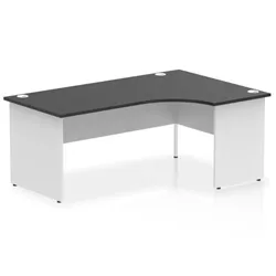 Impulse 1800 RH Crescent Desk Black Top White Panel End Leg