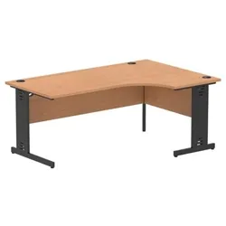 Impulse 1800 RH Crescent Desk Oak Top Black Cable Managed Leg