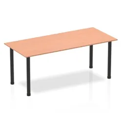 Impulse 1800mm Straight Table Beech Top Black Post Leg