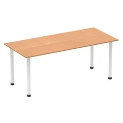 Impulse 1800mm Straight Table Oak Top White Post Leg