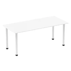 Impulse 1800mm Straight Table White Top White Post Leg