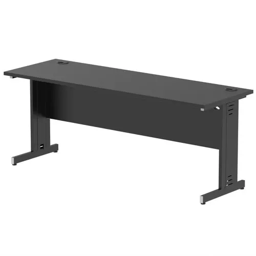 Impulse 1800x600mm Straight Desk Black Top Black Cable Managed Leg