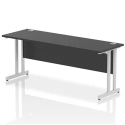 Impulse 1800x600mm Straight Desk Black Top Silver Cantilever Leg
