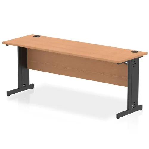 Impulse 1800x600mm Straight Desk Oak Top Black Cable Managed Leg
