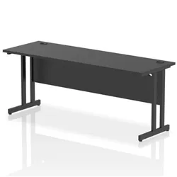 Impulse 1800x600mm Straight Office Desk Black Top Black Cantilever Leg