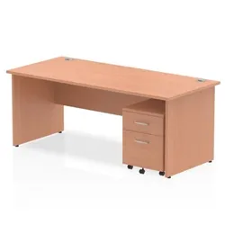 Impulse 1800x800 Desk Beech Top Panel Leg+ Mobile Ped