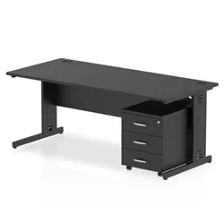 Impulse 1800x800 Desk Black/Black Cable Managed 3 Drawer Mobile Ped