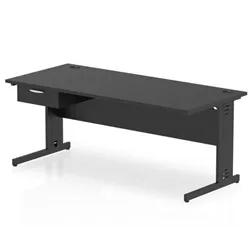 Impulse 1800x800 Desk Black/Black Cable Managed Leg 1 Dr Fixed Ped