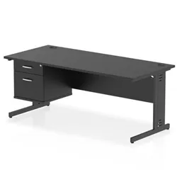 Impulse 1800x800 Desk Black/Black Cable Managed Leg 2 Dr Fixed Ped