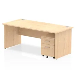 Impulse 1800x800 Desk Maple Top Panel Leg+ Mobile Ped