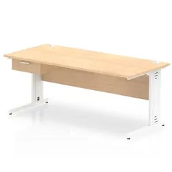 Impulse 1800x800 Desk Maple/White Cable Managed Leg 1 Dr Fixed Ped