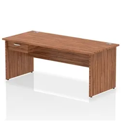 Impulse 1800x800 Desk Walnut Top Panel End 1x1 Drawer Fixed Ped
