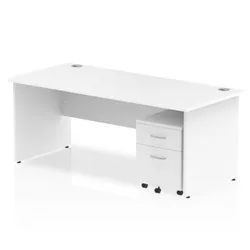 Impulse 1800x800 Desk White Top Panel Leg+ Mobile Ped