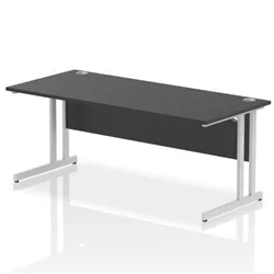 Impulse 1800x800mm Straight Desk Black Top Silver Cantilever Leg