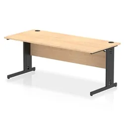 Impulse 1800x800mm Straight Desk Maple Top Black Cable Managed Leg