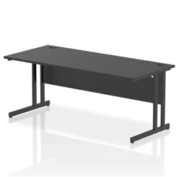 Impulse 1800x800mm Straight Office Desk Black Top Black Cantilever Leg