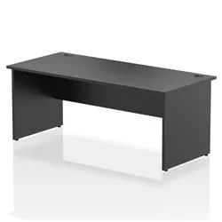 Impulse 1800x800mm Straight Office Desk Black Top Panel End Leg