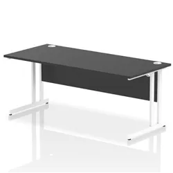 Impulse 1800x800mm Straight Office Desk Black Top White Cantilever Leg