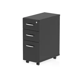 Impulse 3 Drawer Narrow Under Desk Pedestal Black