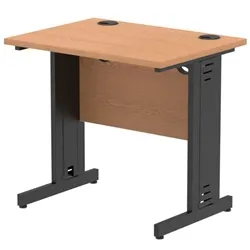 Impulse 800x600mm Straight Office Desk Oak Top Black Cable Managed Leg