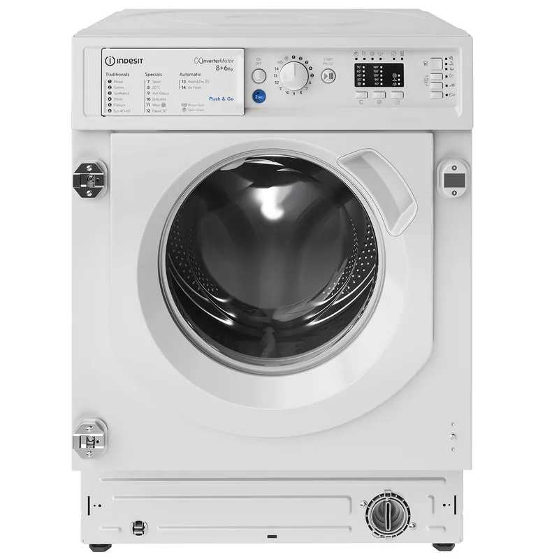 Indesit BIWDIL861485UK Integrated 8Kg/6Kg Washer Dryer with 1400 rpm - White - D Rated [Wash&Dry], B Rated [Wash Only], White