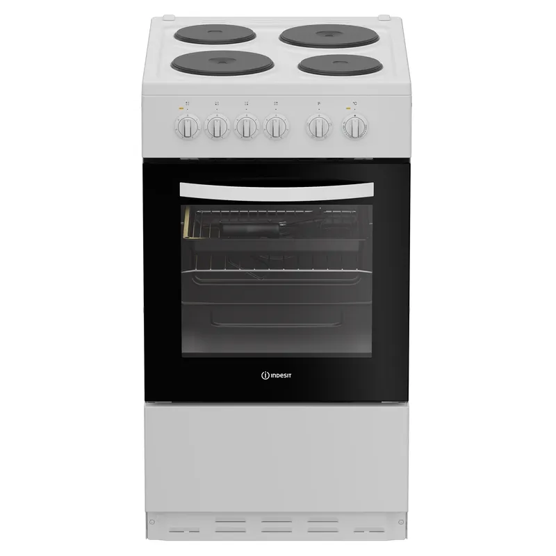 Indesit I5E3KMW 50cm Single Oven Electric Cooker in White Solid Plate
