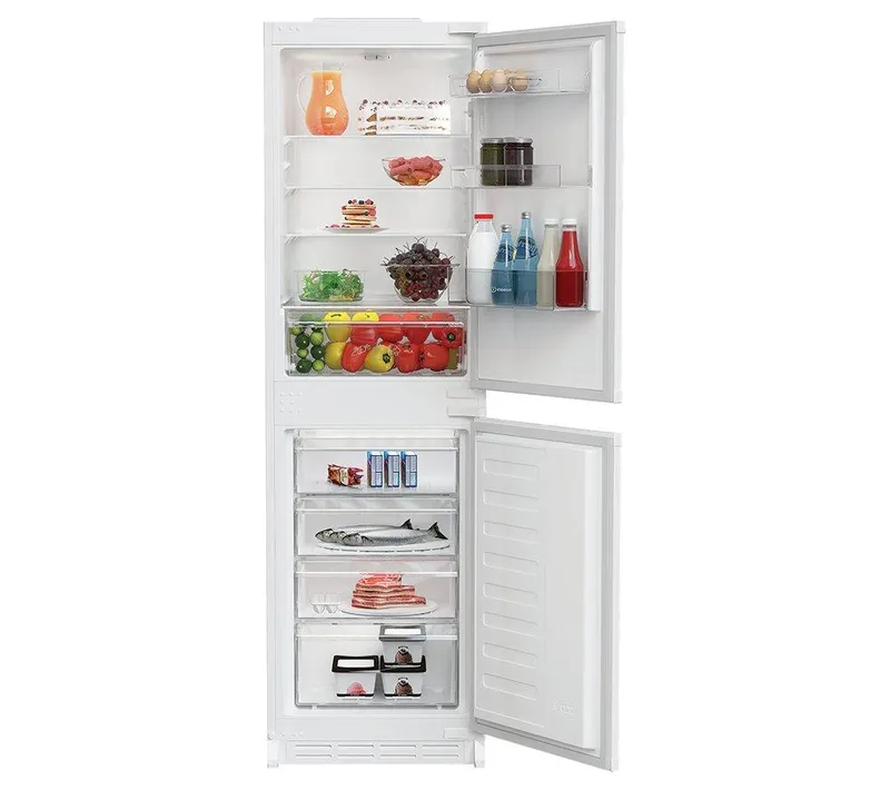 Indesit Kins 1261 B4UK 178cm 50/50 Integrated Fridge Freezer with Sliding Door Hinge - White - E Rated, White