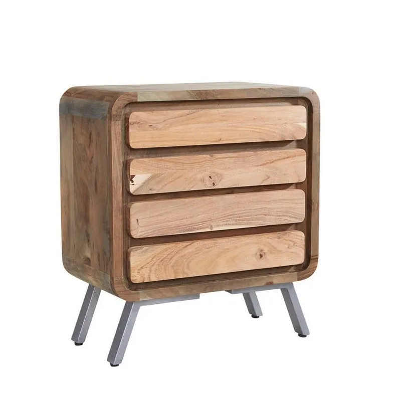 Verty Furniture Retro Metal & Wood 4 Drawer Chest