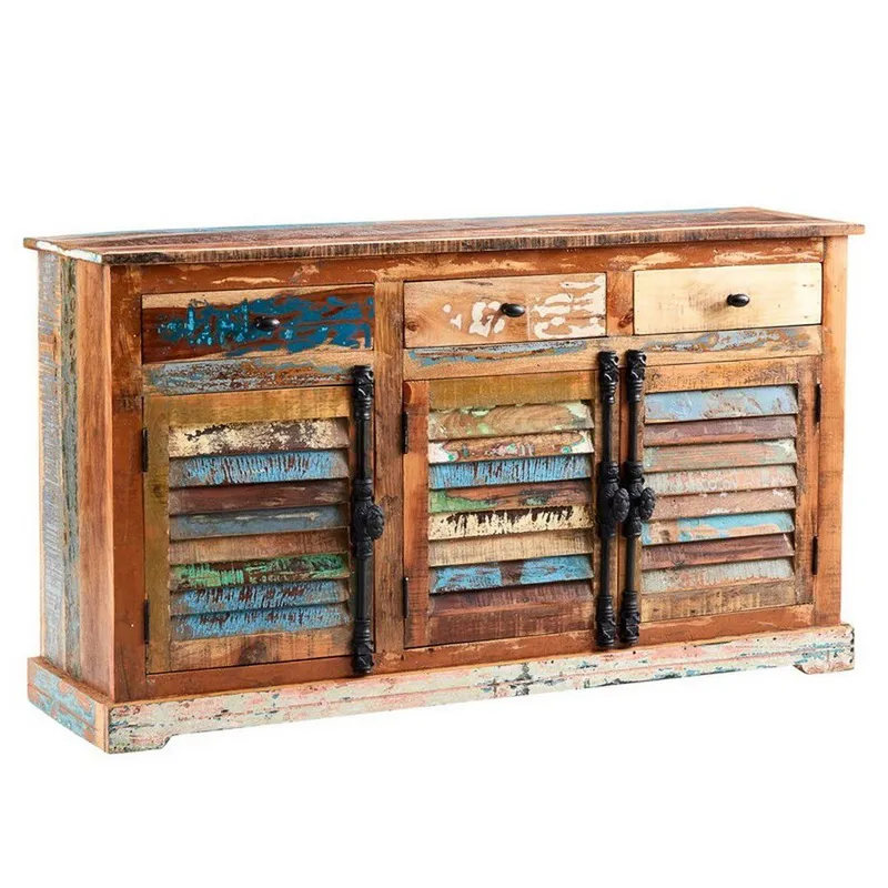 Indian Hub Coastal Large Sideboard - Wood - L40 x W140 x H80 cm in Brown Brown