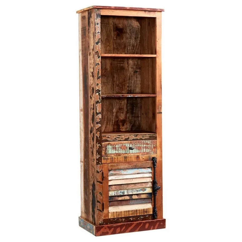 Indian Hub Coastal Narrow Bookcase - Wood - L40 x W60 x H185 cm in Brown Brown