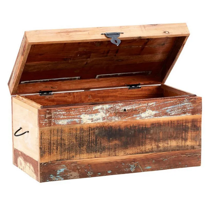 Indian Hub Coastal Trunk Box - Wood - L40 x W80 x H80 cm in Brown Brown