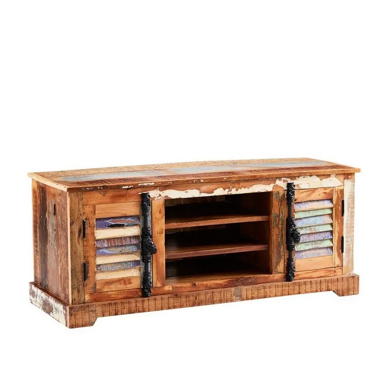 Verty Furniture - Reclaimed Boat tv Media Unit - Multicolour